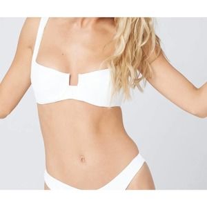 L*SPACE Camellia Underwire Pointelle Ribbed Bikini Top White S New